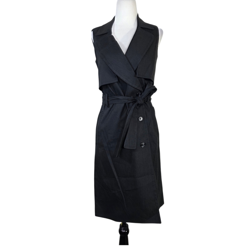 Halston Heritage Linen Sleeveless Mid length Trench Dress
